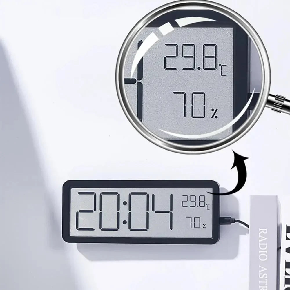 Lisslune | GlowTime – Digital LED Wall Clock with Temperature & Humidity Display