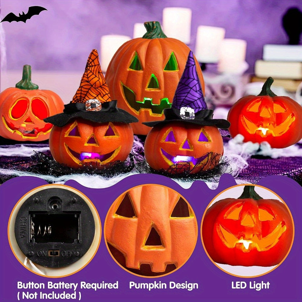 Lisslune | Spooky Jack O’Lantern Set – Light-Up Battery Halloween Pumpkin Decor