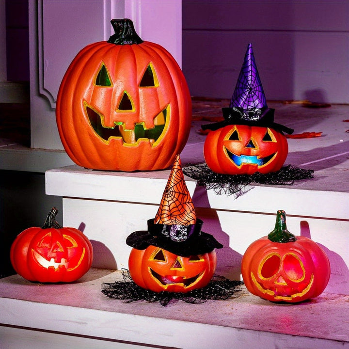 Lisslune | Spooky Jack O’Lantern Set – Light-Up Battery Halloween Pumpkin Decor