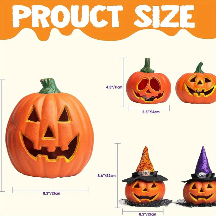 Lisslune | Spooky Jack O’Lantern Set – Light-Up Battery Halloween Pumpkin Decor