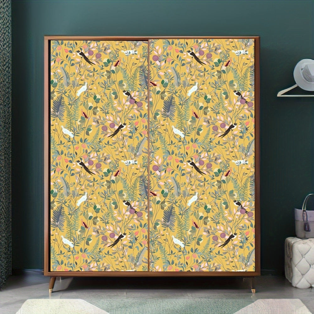 Lisslune | Golden Canopy Bird and Leaf Peelable Wallpaper