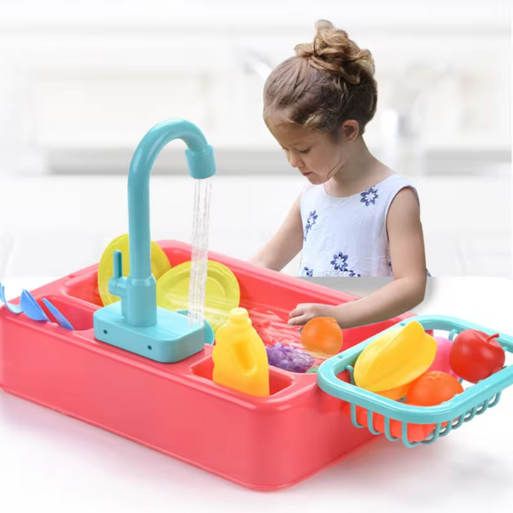 Lisslune | RYNX Educational Kitchen Wash Play Set with Working Faucet – For Children from 3 Years Old