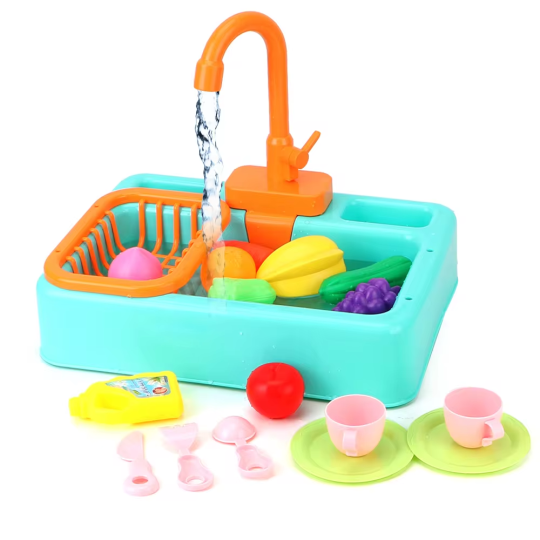 Lisslune | RYNX Educational Kitchen Wash Play Set with Working Faucet – For Children from 3 Years Old