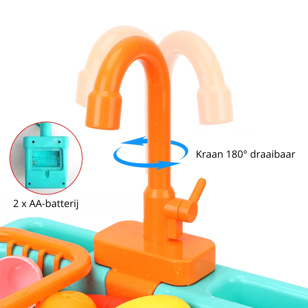 Lisslune | RYNX Educational Kitchen Wash Play Set with Working Faucet – For Children from 3 Years Old