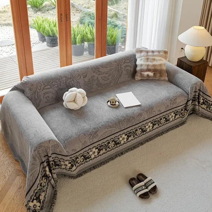Lisslune | Floral Tasseled Boho Sofa Cover