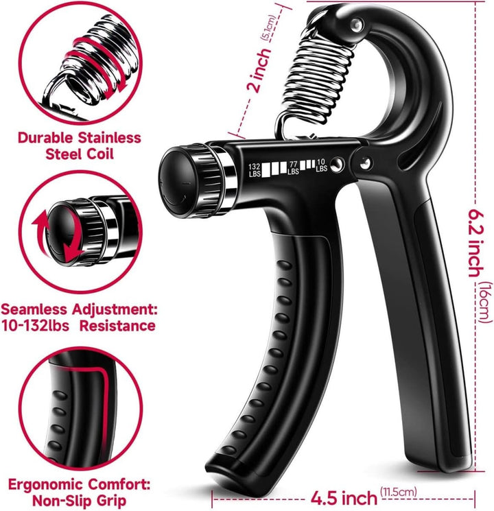 Lisslune | Gripmaster – Adjustable Hand Strengthener Set for Grip Strength & Forearm Training