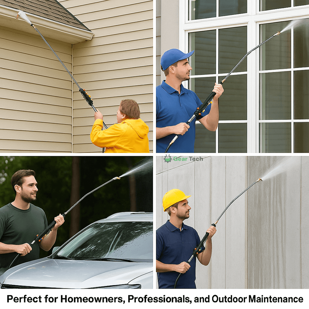 Lisslune | Telescoping High Pressure Washer Wand Set | 4000 PSI, 7 Nozzle Tips & Ideal for Gutter, Roof, and Hard-to-Reach Cleaning