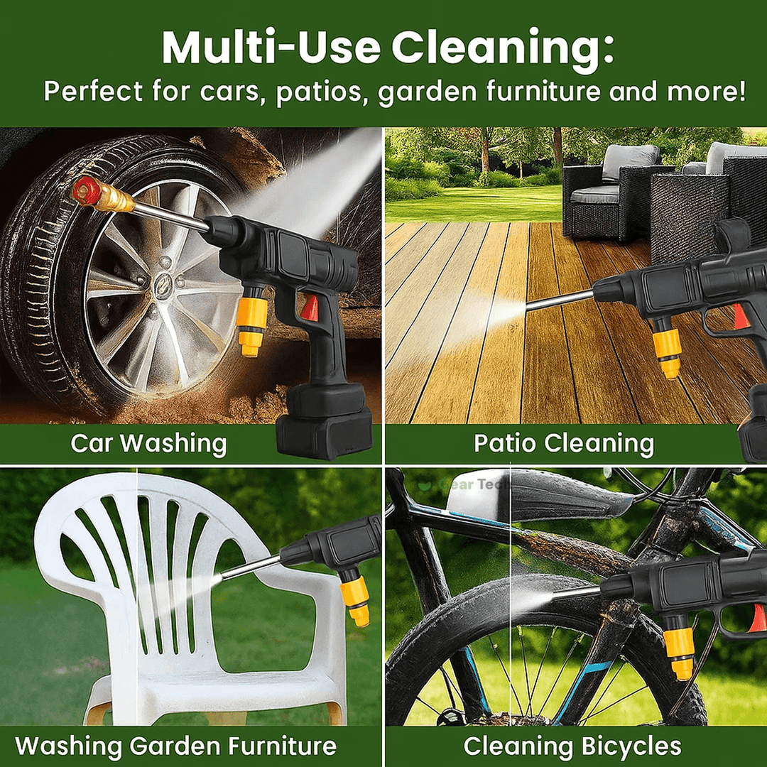 Lisslune | Cordless Portable High Pressure Spray Water Gun Set | Ideal for Cleaning Cars, Patios & Garden Furniture