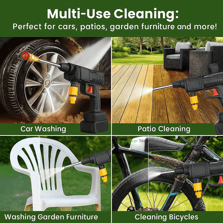 Lisslune | Cordless Portable High Pressure Spray Water Gun Set | Ideal for Cleaning Cars, Patios & Garden Furniture