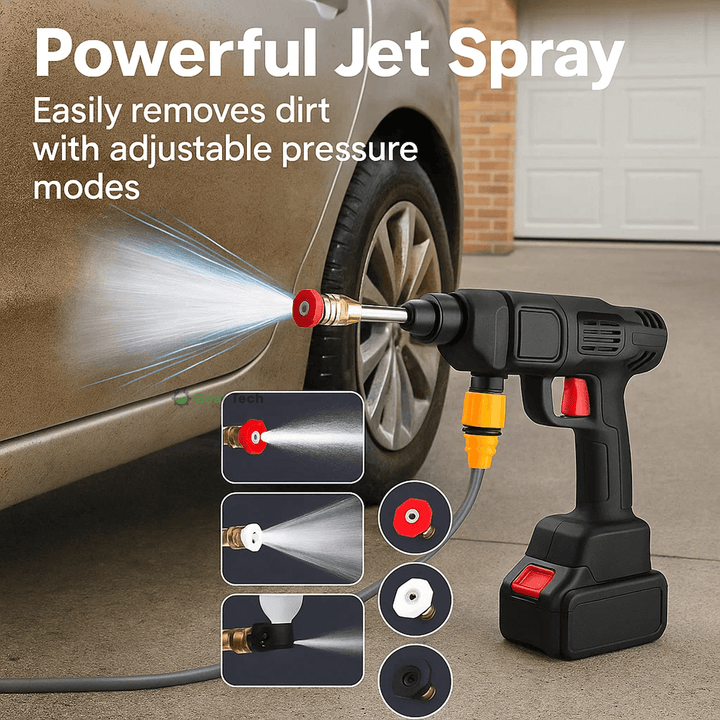 Lisslune | Cordless Portable High Pressure Spray Water Gun Set | Ideal for Cleaning Cars, Patios & Garden Furniture