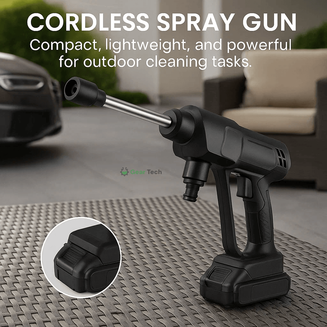 Lisslune | Cordless Portable High Pressure Spray Water Gun Set | Ideal for Cleaning Cars, Patios & Garden Furniture