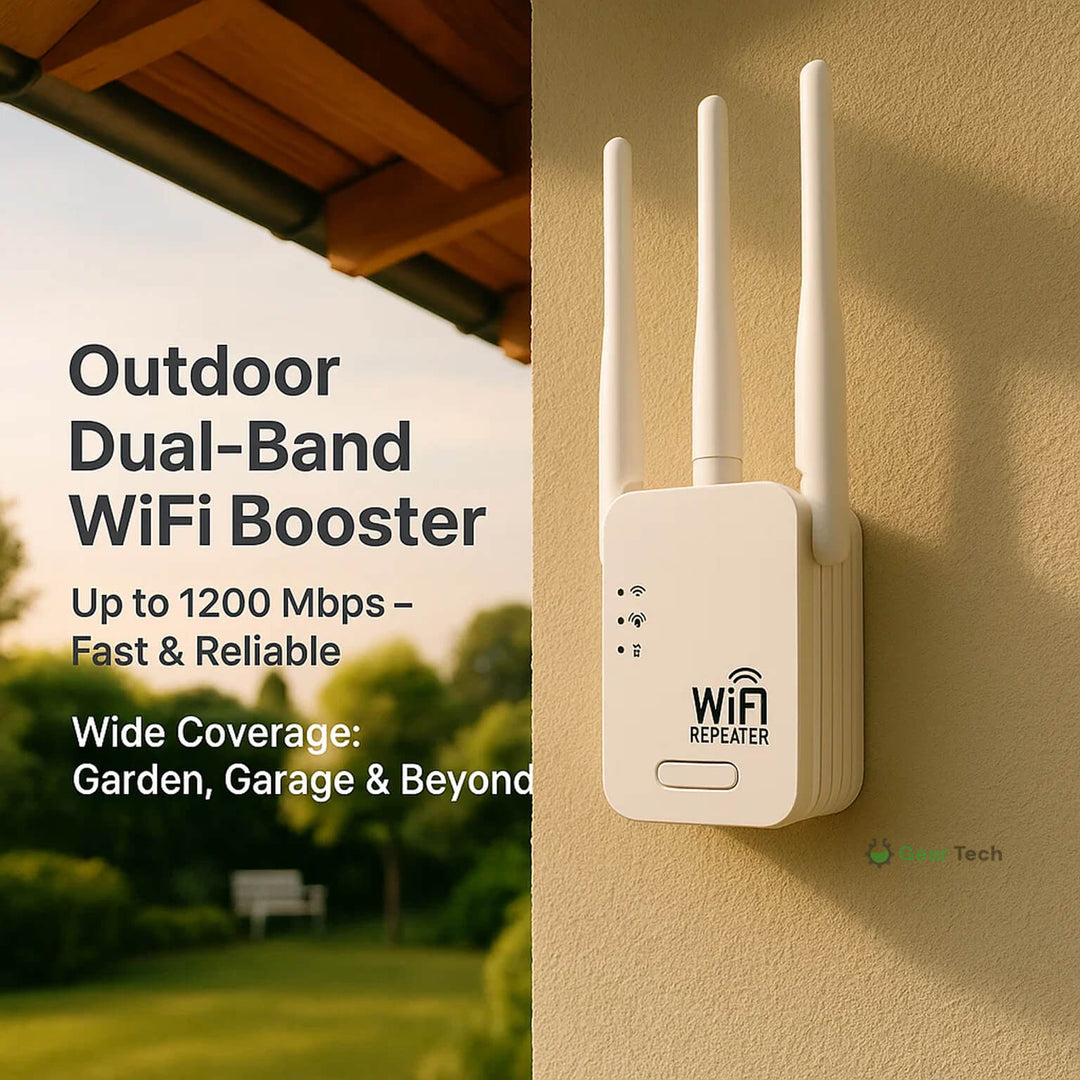 Lisslune | Long-Range Outdoor WiFi Booster | Dual-Band, 1200Mbps Speed for Total Coverage in Garden & Garage