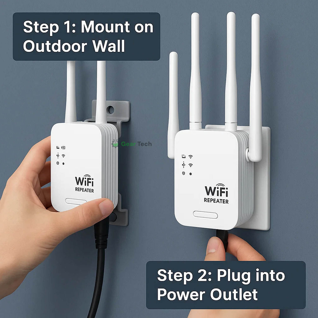 Lisslune | Long-Range Outdoor WiFi Booster | Dual-Band, 1200Mbps Speed for Total Coverage in Garden & Garage