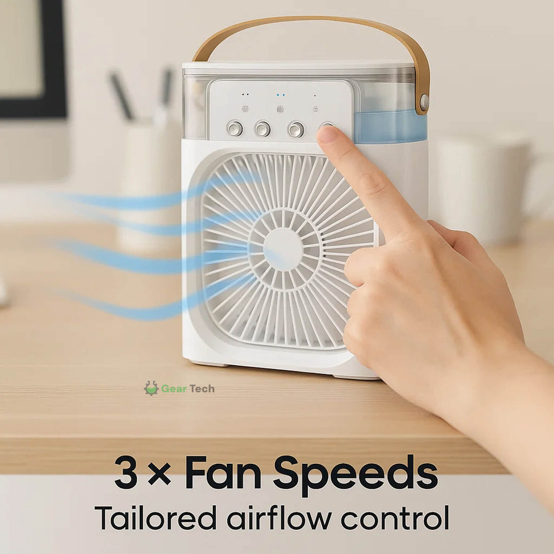Lisslune | 3-in-1 Air Cooler Humidifier | Portable, Adjustable Fan Speeds & Ideal for Bedrooms, Offices & Small Spaces