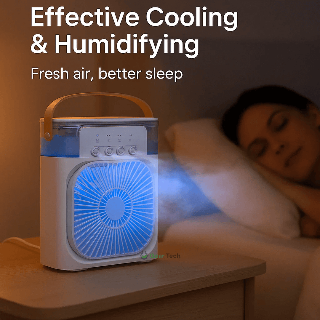 Lisslune | 3-in-1 Air Cooler Humidifier | Portable, Adjustable Fan Speeds & Ideal for Bedrooms, Offices & Small Spaces
