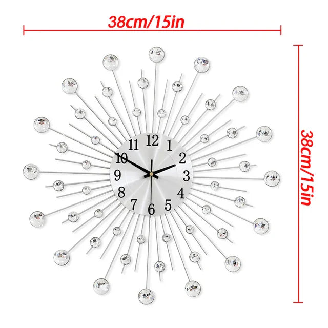 Lisslune | Diamond Work Gypsophila | Wall Clock | Luxurious Aura | Stylish Decoration
