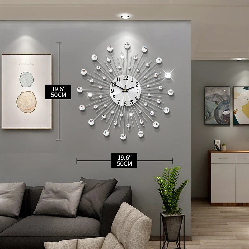Lisslune | Diamond Work Gypsophila | Wall Clock | Luxurious Aura | Stylish Decoration