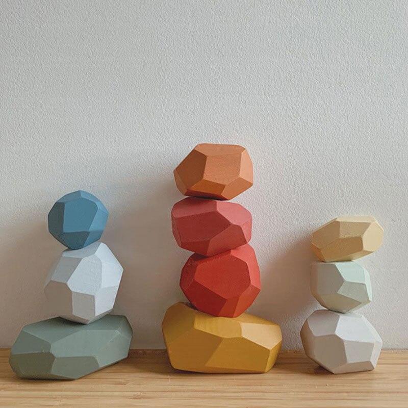 Lisslune | Wood Stone Balancing Blocks Natural Wooden Toy