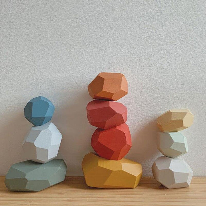 Lisslune | Wood Stone Balancing Blocks Natural Wooden Toy
