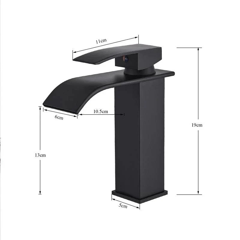 Lisslune | Modern black waterfall faucet with chrome accents for stylish bathrooms