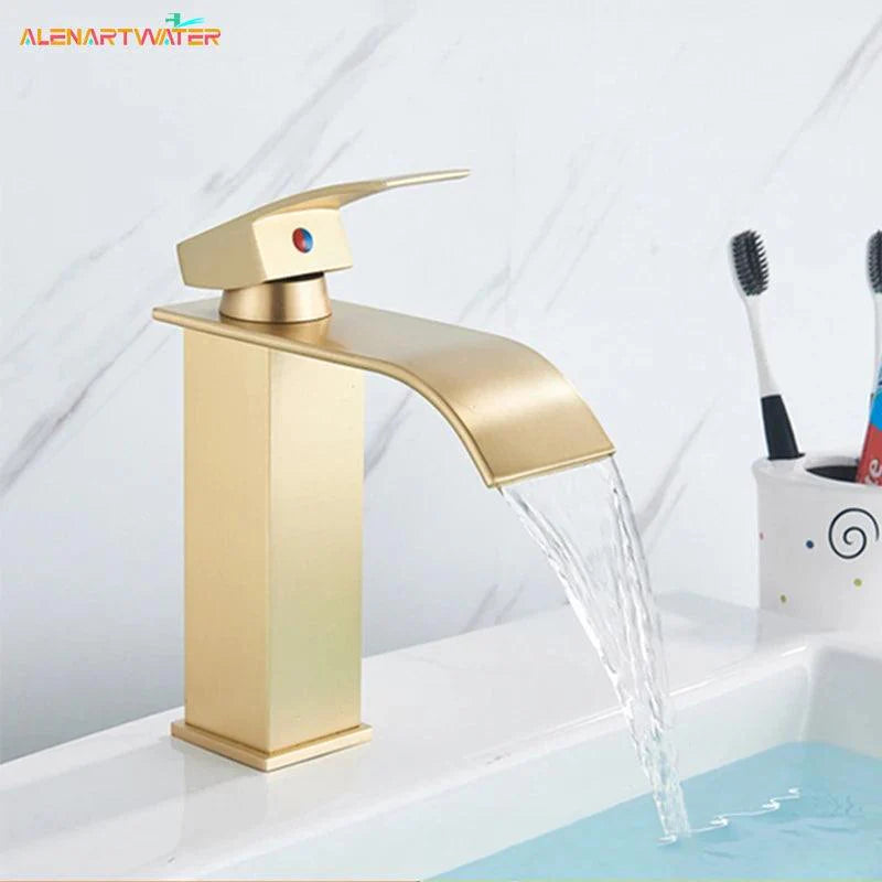 Lisslune | Modern black waterfall faucet with chrome accents for stylish bathrooms