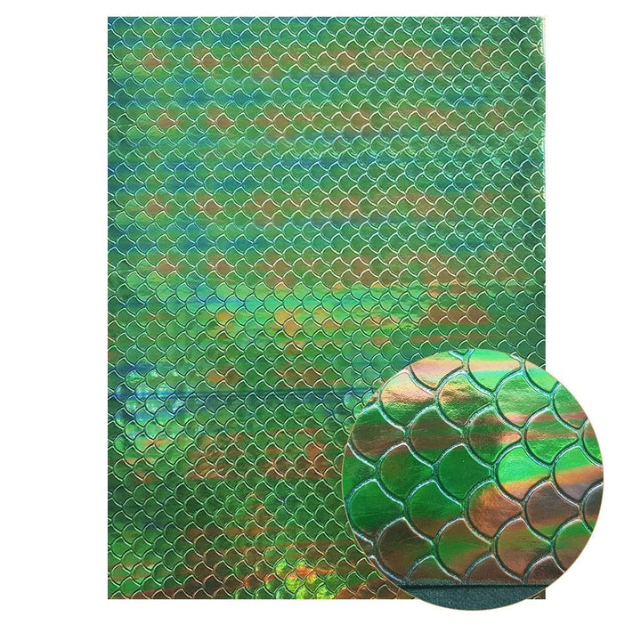Lisslune | Lustrous Green Glitter Snake Skin Synthetic Leather Bow Craft Kit