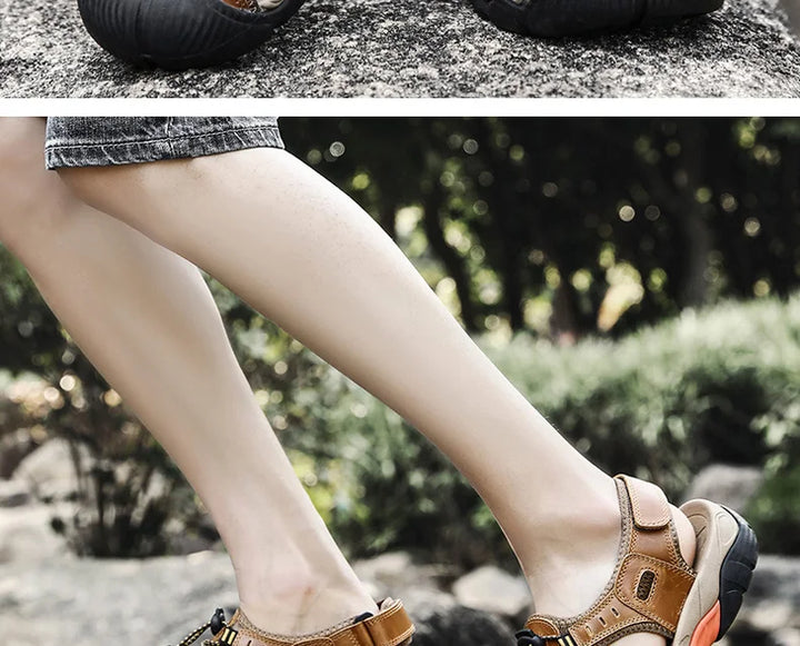 Lisslune | Summer Men's Outdoor Sandals Beach Shoes Genuine Leather Trekking Hiking