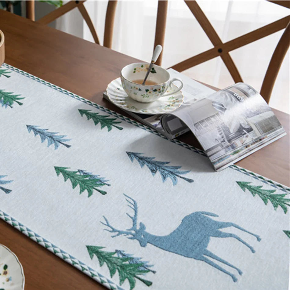 Rynx | Christmas Chenille Tassel Table Runner, Cotton-Linen Thick Fabric Table Decoration, Dining Room Restaurant Modern Decoration Supplies