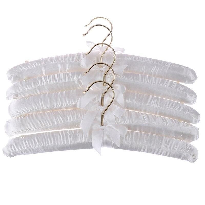 Lisslune | Chic Beige and White Satin Padded Hanger Collection - Elevate Your Wardrobe Aesthetics
