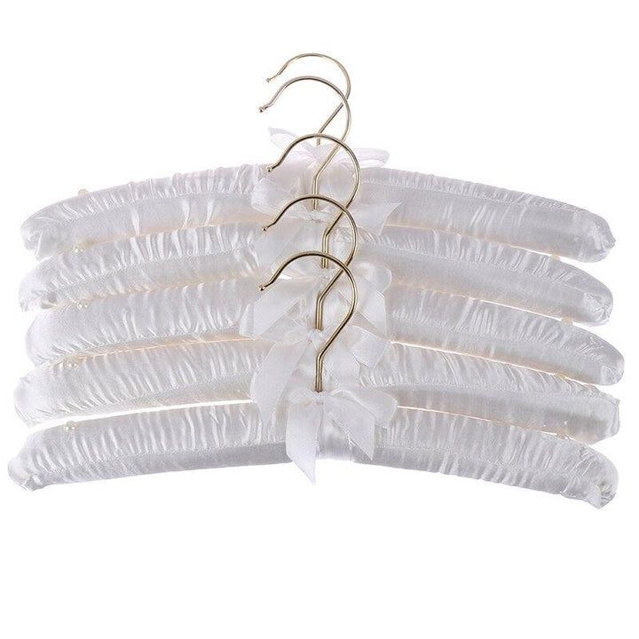 Lisslune | Chic Beige and White Satin Padded Hanger Collection - Elevate Your Wardrobe Aesthetics