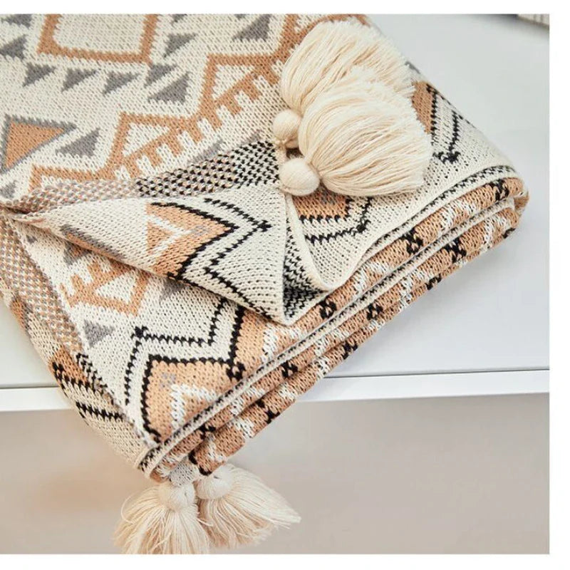 Rynx | Textile City Retro decorative cover blanket winter thick Navajo style sofa towel home knitted throw bedspread 130x200cm