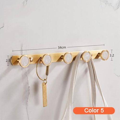Lisslune | Elegant Luxe Gold Brass Wall Hook Rack with 5 Sturdy Hooks - Stylish Storage Solution