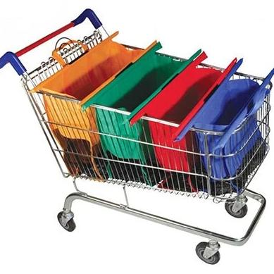 Lisslune | EcoSmart Shopping Cart Trolley Bags (Set of 4) | Reusable Grocery Organiser System