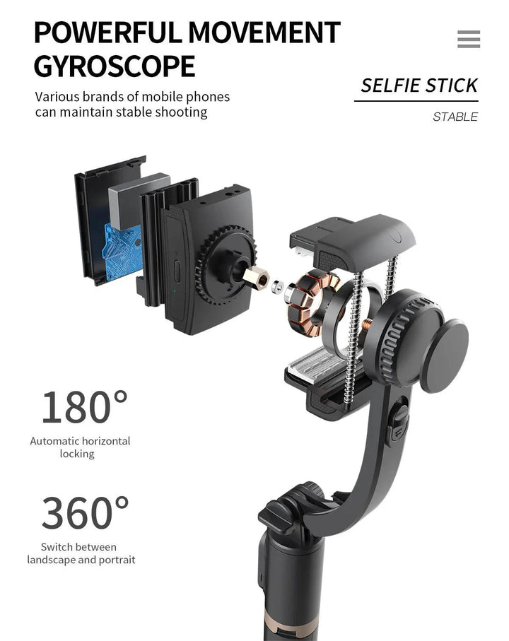 Lisslune | Smartphone Gimbal Stabilizer Kit with Bluetooth Tripod, Selfie Stick and Remote Control