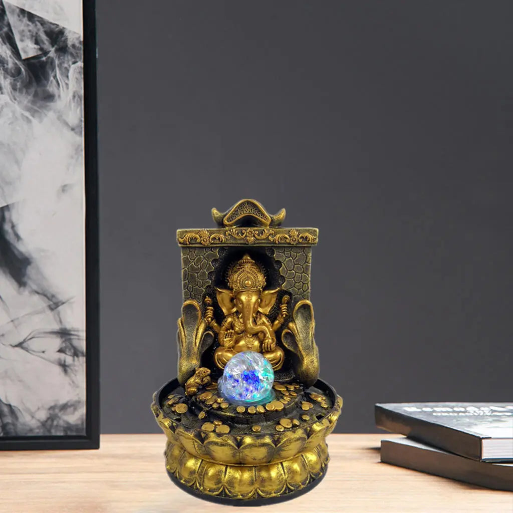Lisslune | Stunning Ganesha Statue with LED Inner Water Source