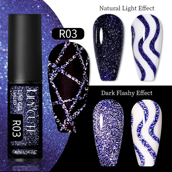 Rynx | 5ml Colorful Reflective Liner Gel Nail Polish Super Bright Painting Glitter Gel Graffiti Stripe Design Polish Manicure