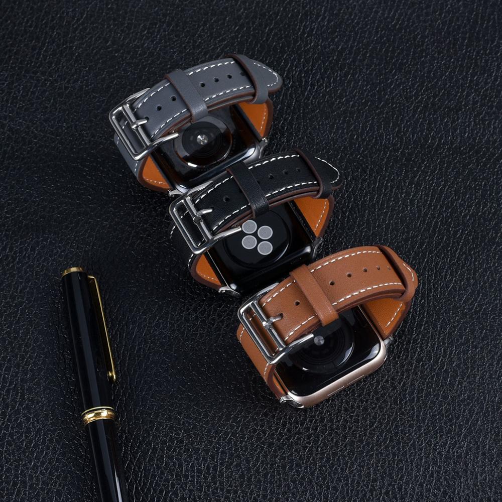 Lisslune | Leather strap for Apple Watch 42mm 38mm Series 3 4 5 6 SE 7 41MM 45MM