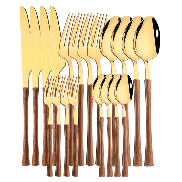 Lisslune | RusticDining | Stainless Steel Cutlery with Wooden Handles