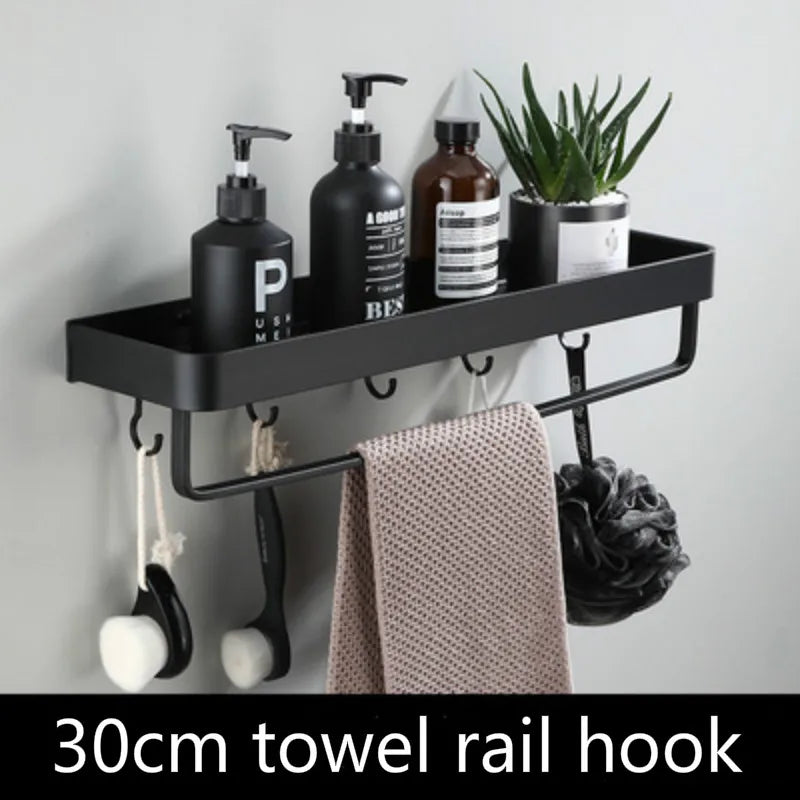 Lisslune | black wall-mounted storage shelf
