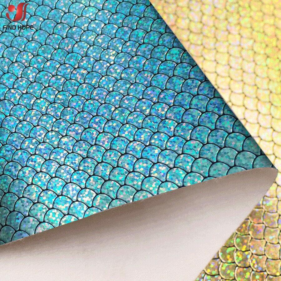 Lisslune | Enchanted holographic mermaid scales PU synthetic leather for creative DIY projects