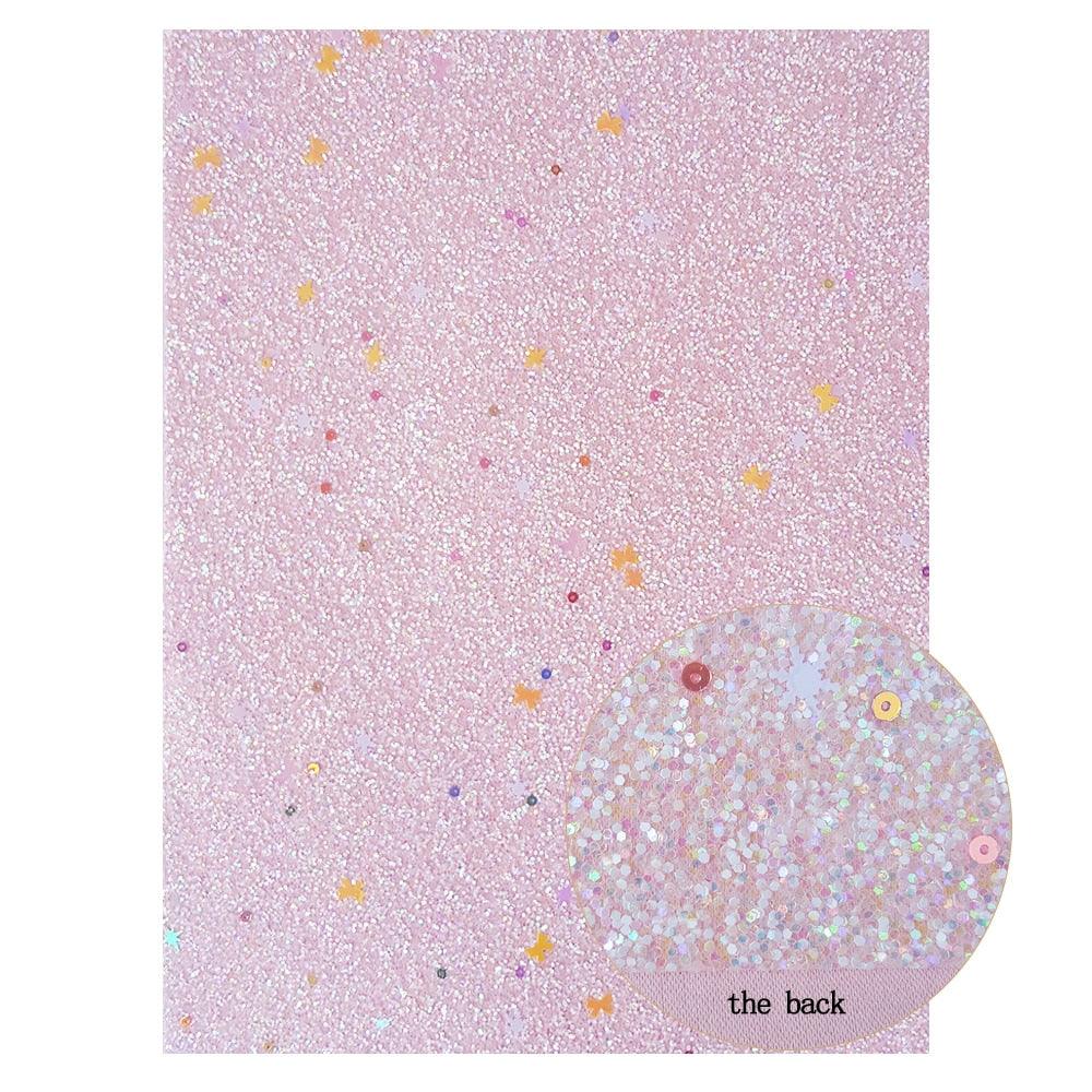 Lisslune | Sparkling Pink Holographic Hard Glitter Fabric - Premium Crafting Delights