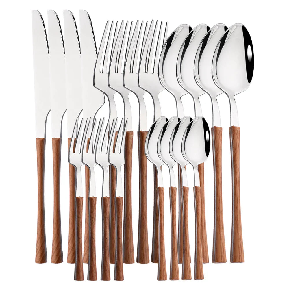 Lisslune | RusticDining | Stainless Steel Cutlery with Wooden Handles