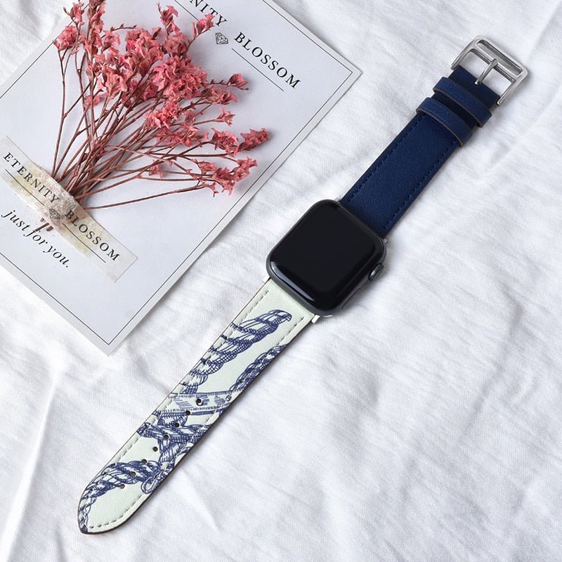 Lisslune | Leather strap for Apple Watch 42mm 38mm Series 3 4 5 6 SE 7 41MM 45MM