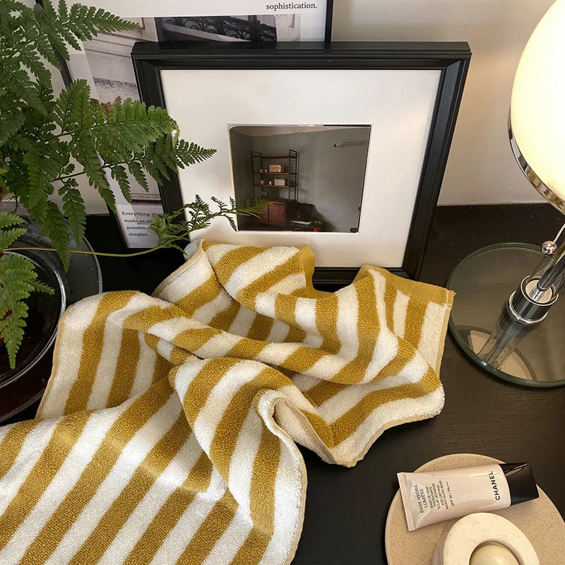 Rynx | Retro Checkerboard Plaid Long Staple Cotton Towel Soft Skin-Friendly Face Cloths Absorbent Bath Towel for Home & Hotel Supplies