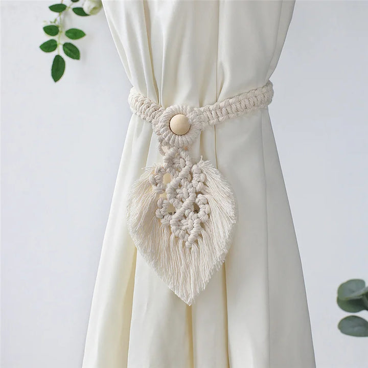 Rynx | Hand-woven macrame curtain tieback holder hooks living room boho decoration accessories hold band curtains