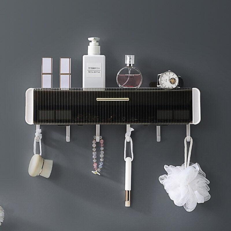 Lisslune | Versatile kitchen and bathroom shelf with drawer and hooks