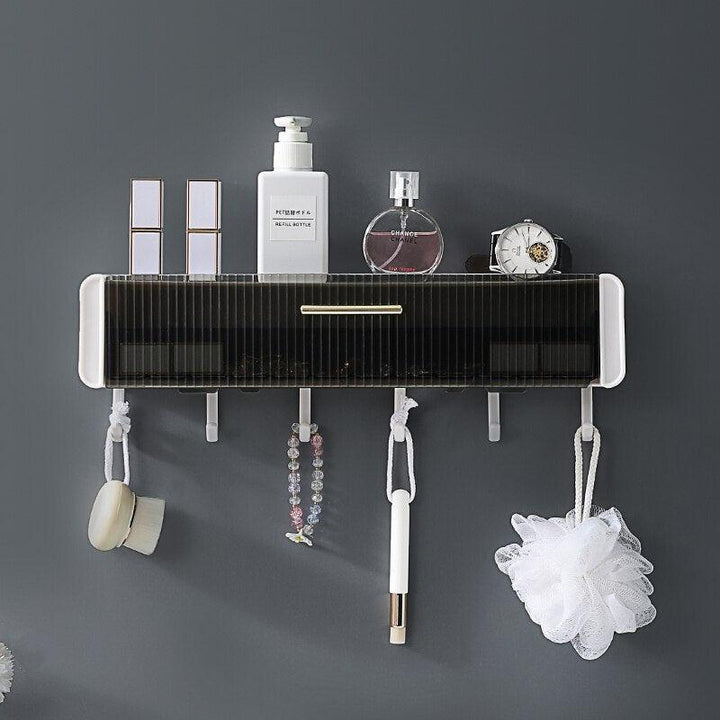 Lisslune | Versatile kitchen and bathroom shelf with drawer and hooks