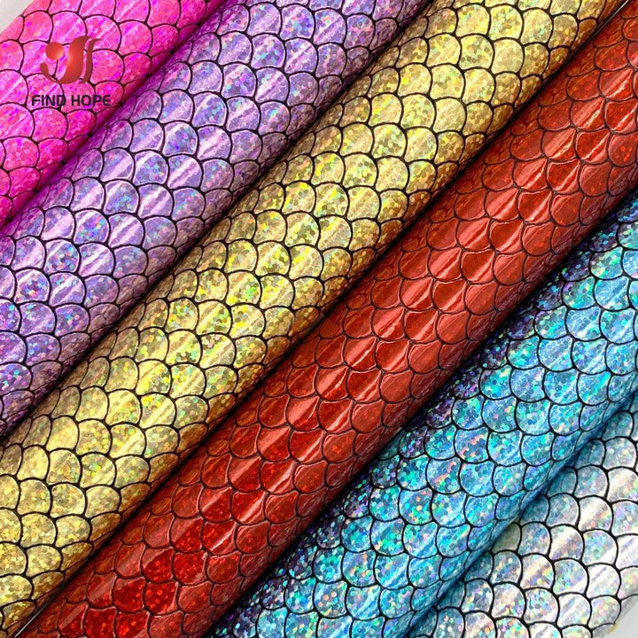Lisslune | Enchanted holographic mermaid scales PU synthetic leather for creative DIY projects