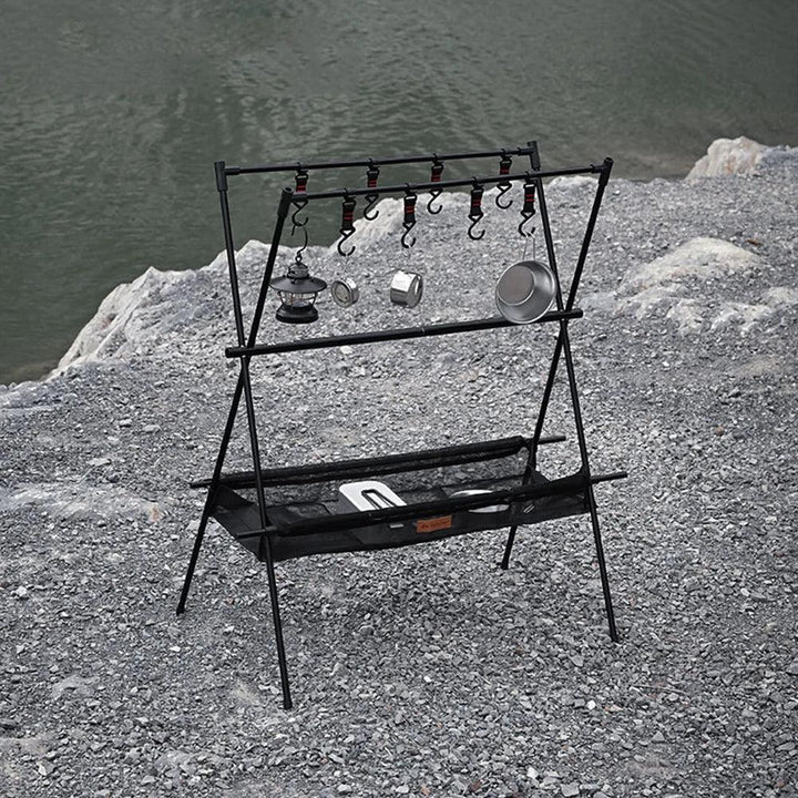 Lisslune | Compact Folding Aluminum Camping Cooking Shelf and Organizer for Outdoor Fun