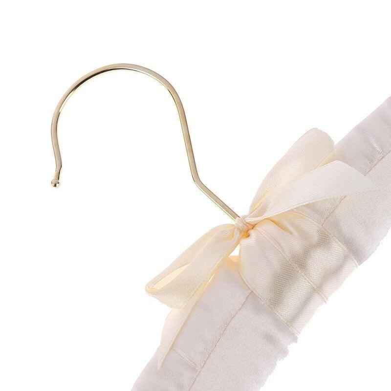 Lisslune | Chic Beige and White Satin Padded Hanger Collection - Elevate Your Wardrobe Aesthetics